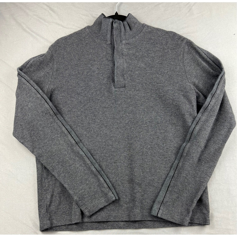 Hugo Boss Sweater Mens Medium Regular Fit Mock Neck Snap Grey Pullover Good